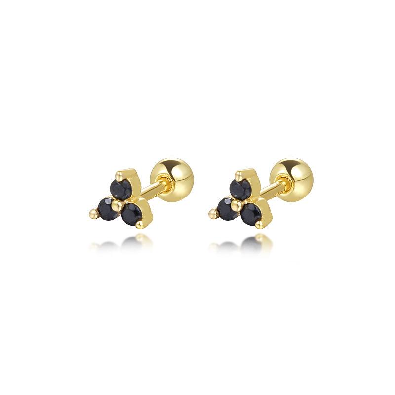 925 Sterling Silver Cartilage Stud Women's Earrings Zircon Flower Ear Lobe Tragus Helix Lip Rings Jewelry