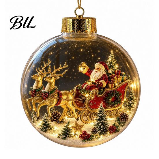 3D Winter Scene Decorations Glowing Christmas Story Ornament, Mini Holiday Light Up Ball Warm Glow Seasonal Decor Hanging Decoration, Acrylic