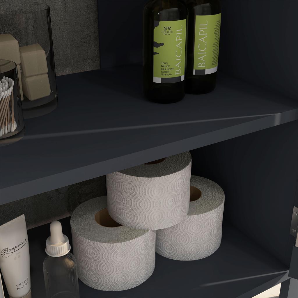 Under-Sink Cabinet in Chipboard and MDF with 2 Doors and Adjustable Internal Shelf, 60x30x60 cm, Grey