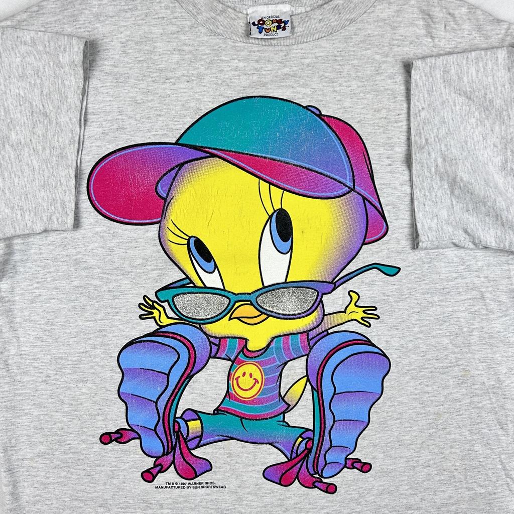 vtg 90s FREEZE TWEETY LOONEY TUNES T-Shirt LARGE cartoon hip hop