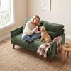 2 Seater Sofa, Loveseat Sofa with Spring Cushions, Wide and Deep Seat, Wood Legs, Green