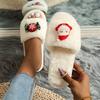 European and American Christmas Element Slippers for Women's 2024 Autumn Winter New Cartoon Cute Flat Bottom Women's Slippers