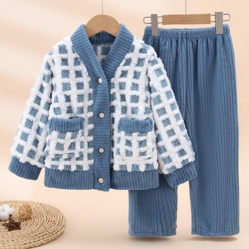 Утолщенный фланелевый костюм для мамы и дочери на осень/зиму - Размеры M и L