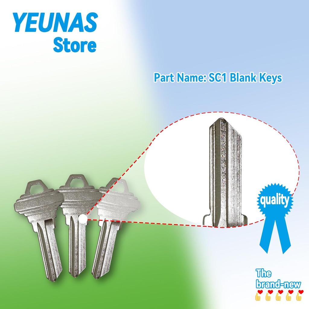 SC1 Blank Keys Replacement for Home and Professional Uncut Blank Keys (3 Pack)