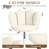Soft Vanity Chair Swivel Stool with Cat Paw Backrest, Height Adjustable & 360 Degrees Manicure Rotation, Armless Dressing Stool, Plush Support