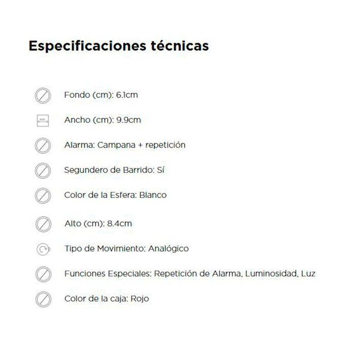 Réveil - SEIKO - QHK060R - Rouge - Analogique - Alarme