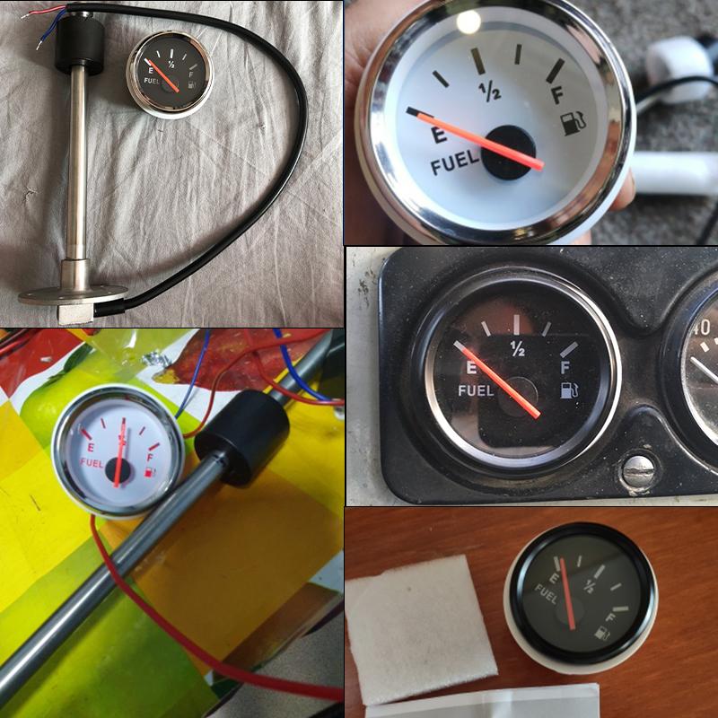 52mm Water Level Gauge With Water Level Sensor 0-190 Ohm Water Tank Level Indicator With Red Backlight 100-500mm Sensor