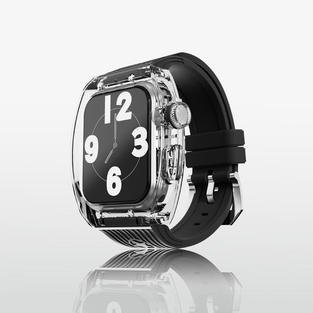 BEEFLYPOWER Explosive Reform Richard Transparent case Integrated Mod Strap for Apple Iwatch 9 SE 8 7 6 5 Band Series 11 10