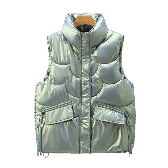 Новый осенне-зимний женский пуховый хлопковый жилет, пальто с коротким воротником-стойкой, универсальная хлопковая куртка, женский повседневный модный жилет