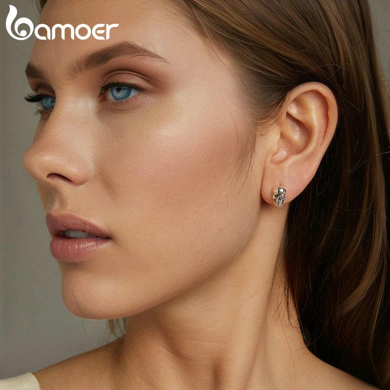 WOSTU Серьги-гвоздики из стерлингового серебра 925 пробы с черепом, дизайнерские стильные персонализированные винтажные серьги для женщин, ювелирные изделия