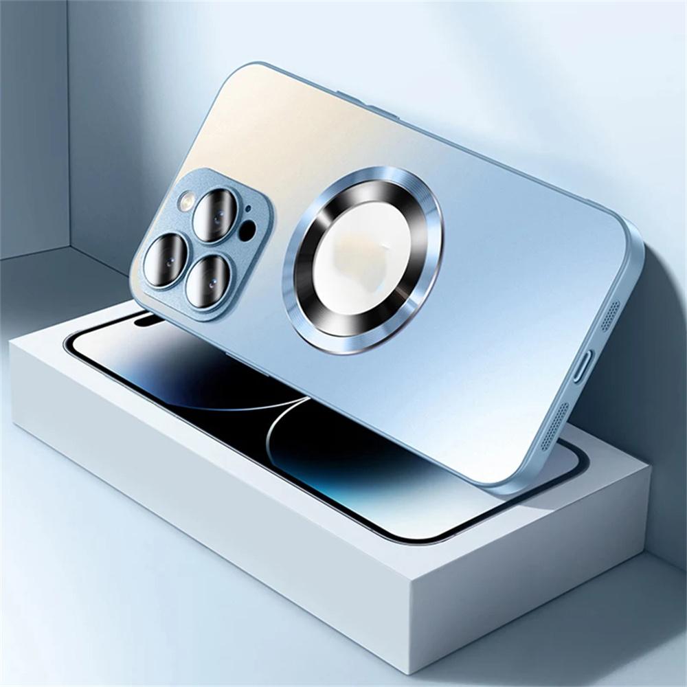 AG Frosted Glass Magnetic Phone Case For 16 15 Pro Max 14 13 12 11 For Magsafe Wireless Charging Plain Cover