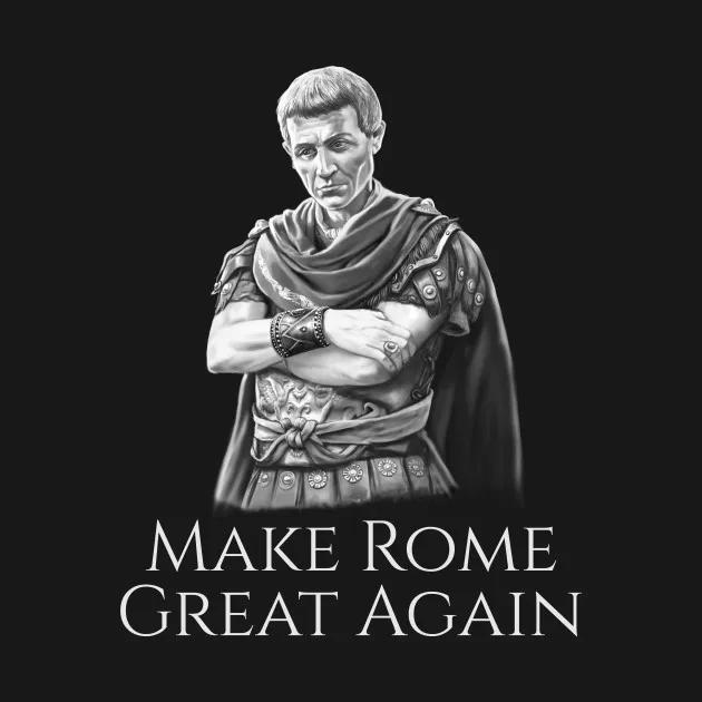 Гай Юлий Цезарь снова сделает Рим великим. Футболка с историей Древнего Рима 100% хлопок Короткий рукав Круглый вырез Летняя мужская футболка Новая S-3XL