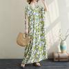 2024 Plus Size Dress Women Summer V-Neck Sundress Bohemian Floral Print Loose Big Oversize Maxi Dress 717