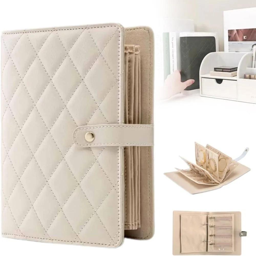 Прозрачная книга для хранения украшений, бархатные прозрачные карманы, коробка для упаковки украшений на молнии, роскошный органайзер для украшений из ПУ-кожи