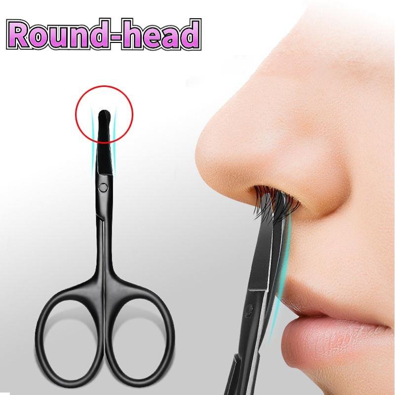 Unisex Stainless Steel Nose Hair Scissors with Safe Round Head Design