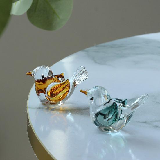 Миниатюрная стеклянная фигурка птички ручной работы, коллекционный птичий орнамент для декора гостиной, спальни, офиса, рабочего стола, книжной полки, шкафа