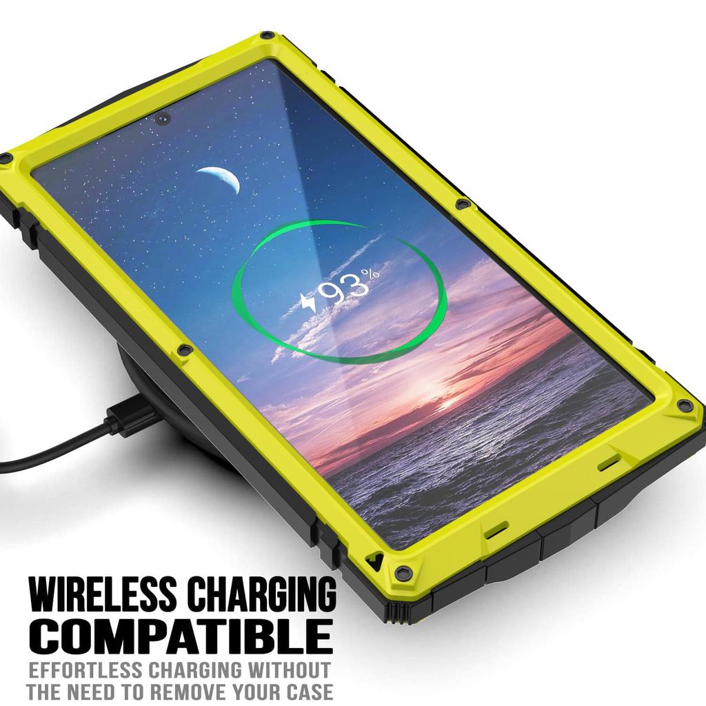 For Samsung Galaxy S24 Ultra Metal Bumper Heavy Duty Case with Stand Gorilla Glass Camera Cover Hybrid Durable Military Rugged Rugged Full Body