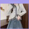 New Spring Girls Knit Sweater With Splicing Pattern And Princess Sleeves For Casual Wear