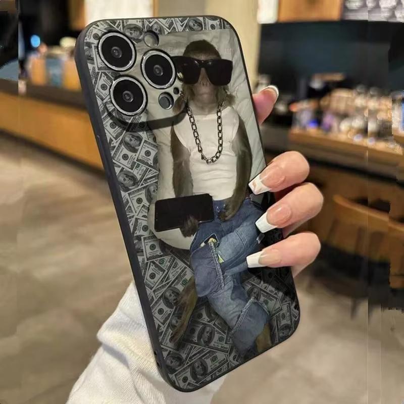 Солнцезащитные очки Обезьяна МЕМ-узор Чехол для телефона Для iPhone 17 Air 16 e 15 14 13 12 11 Pro Max Plus Mini SE 2020 2022 Силикон