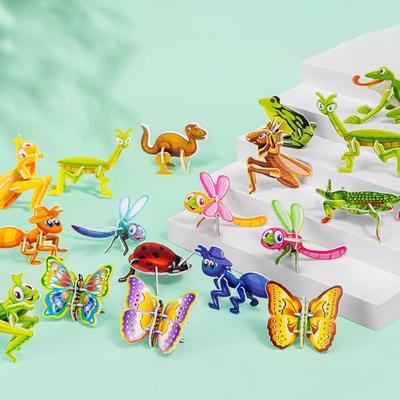 25 шт. 3D бумажные головоломки с насекомыми, детские игрушки, мультяшные модели для сборки насекомых