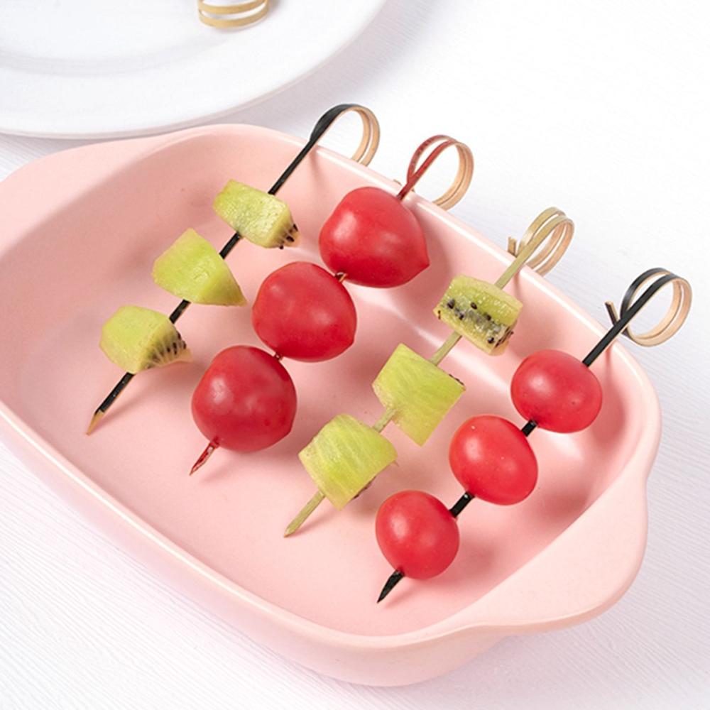 Eco-friendly Disposable Scissor Shaped Fancy Sticks Appetizers Picks Ring Toothpick Cocktail Skewer