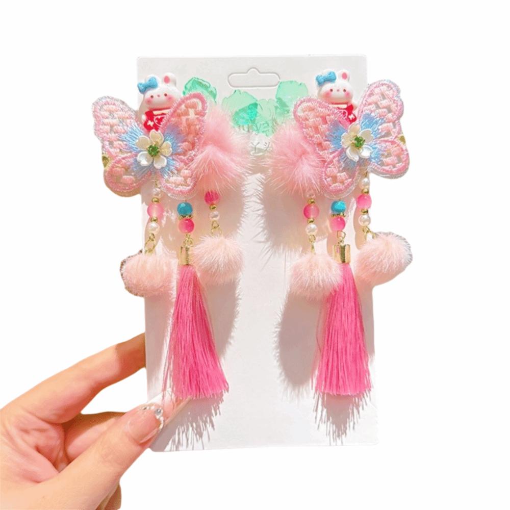 Cute Tassel Hairpin Bow New Year Hair Accessory Hanfu Traditional Chinese Hair Clip Cosplay Events