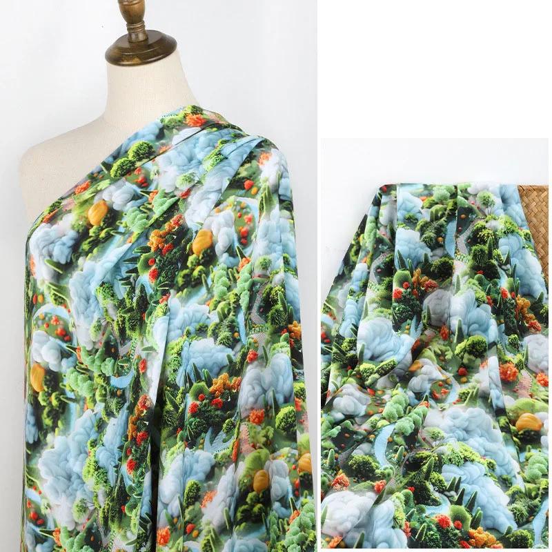 3D-принт Цветок Полиэстер Хлопок Ткань 100x140 см Юбки Детские Рубашки Пижамы Шапки Ручная работа DIY Ремесла Швейная Ткань