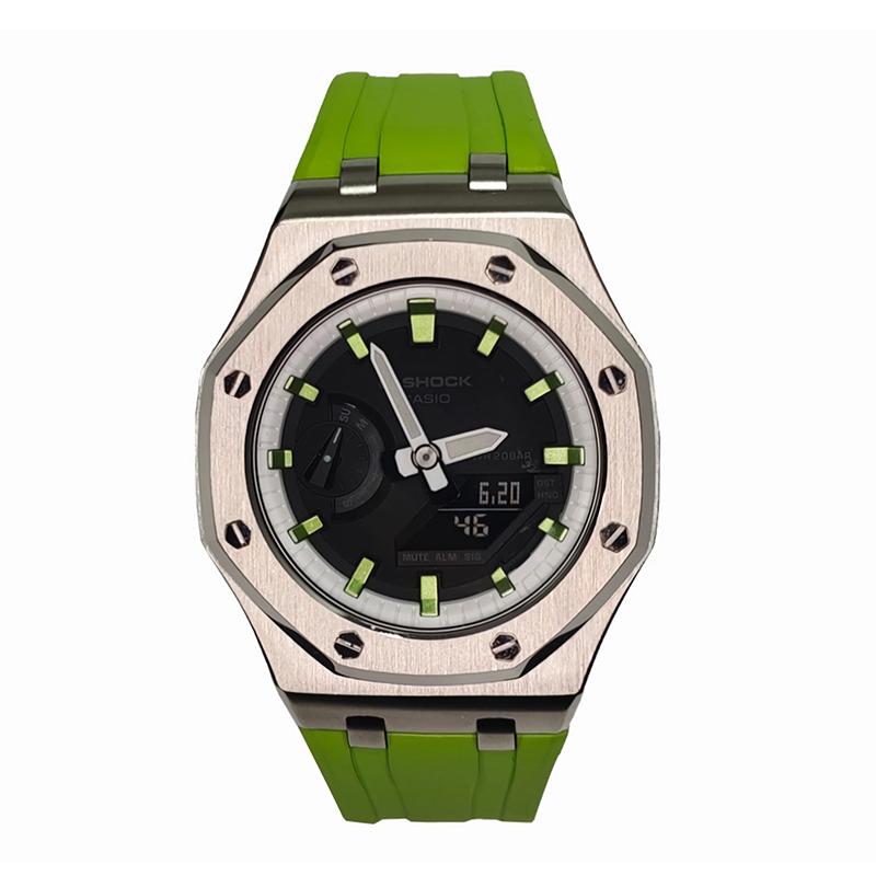 Casio Мужские часы с жидкокристаллическим и аналоговым двойным дисплеем, серия 44 мм, черные, GA-2100-1A-(Watch3--)