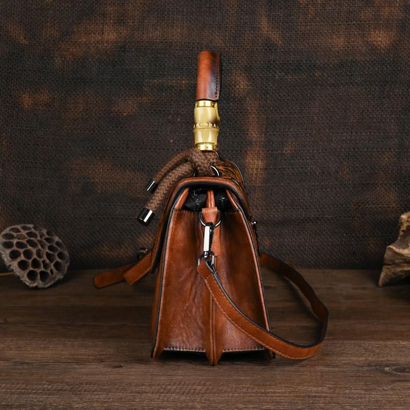 Johnature Винтажная женская кожаная сумка с тиснением ручной работы, роскошная сумка, универсальные женские сумки на плечо и через плечо