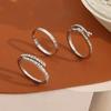 Kpop Silver Color Rings Set Y2K Crystal Heart Rings for Women Hollow Trendy Fashion Jewerly Rings Accessories