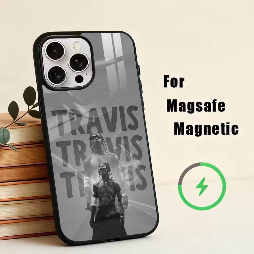 Чехол для телефона T-Travis S-Scott для iPhone 17, 16, 15, 14, 13, 12, 11 Plus, Pro, магнитный, для беспроводной зарядки Magsafe