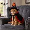 Medium Cat Costume 1 Set Halloween Witch Costume, Black Cape And Wizard Hat, Moon Pet Outfit Stars Spiders Star Cloak Pointed Hat for Cats Small Dogs