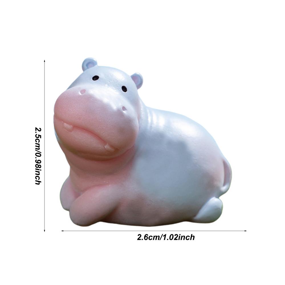 Hippo Statue Cute Dashboard Ornament Tiny Hippo Figurines Cartoon Animal Art Crafts Miniature Resin Sculpture Decoration