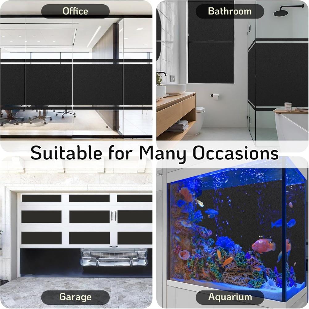Frosted Pure Black Window Sticker Kitchen Bathroom Anti Look Window Film Uv Protection Thermal Insulation House Window Tint