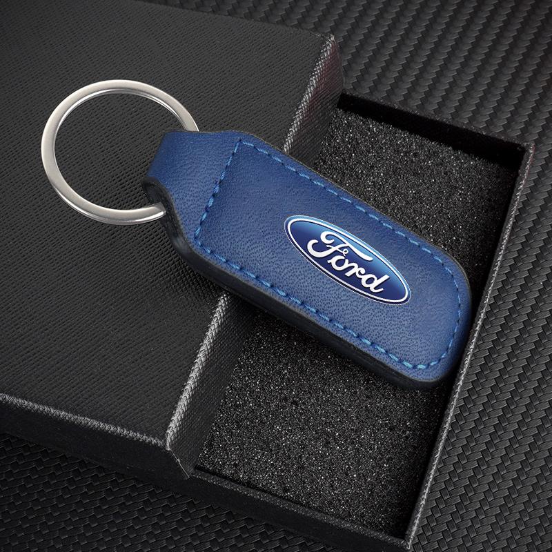 PCKF8 PU Leather Car Keychain Holder Keyring Pendant For Ford ST FOCUS 2 3 Mondeo Fiesta Kuga MK2 MK3 MK4 Ecosport Fusion Accessories