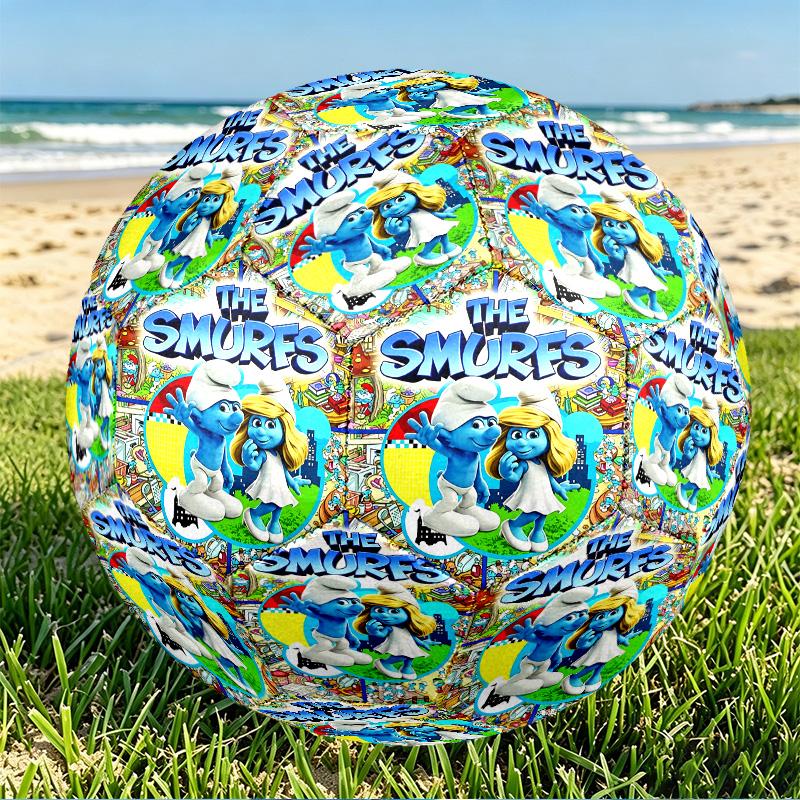 Blue Smurfs Print Size 5 Soccer Ball, PU Wear Resistant Football for Match Training and Daily Practice, Birthday Gift for Soccer Fans