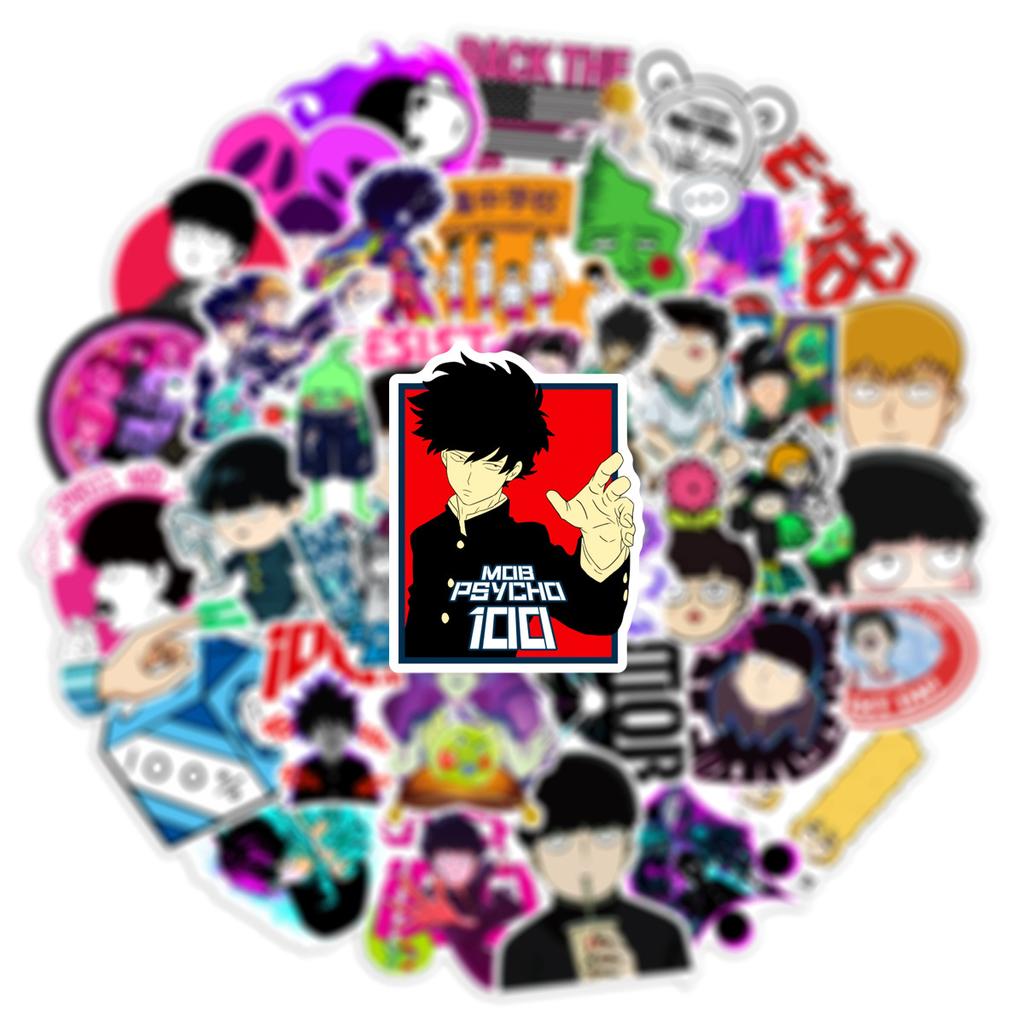 50Pcs Mob Psycho 100 Graffiti Stickers Water Bottle Laptop Phone Bicycle Luggage Case Skateboard Children Adult Sticker