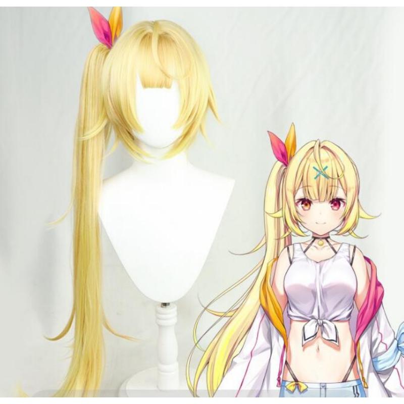 Аниме 90 см Сара Vtuber Youtuber Hololive косплей длинный желтый хвост термостойкие синтетические волосы Хэллоуин Карнавал Вечеринка