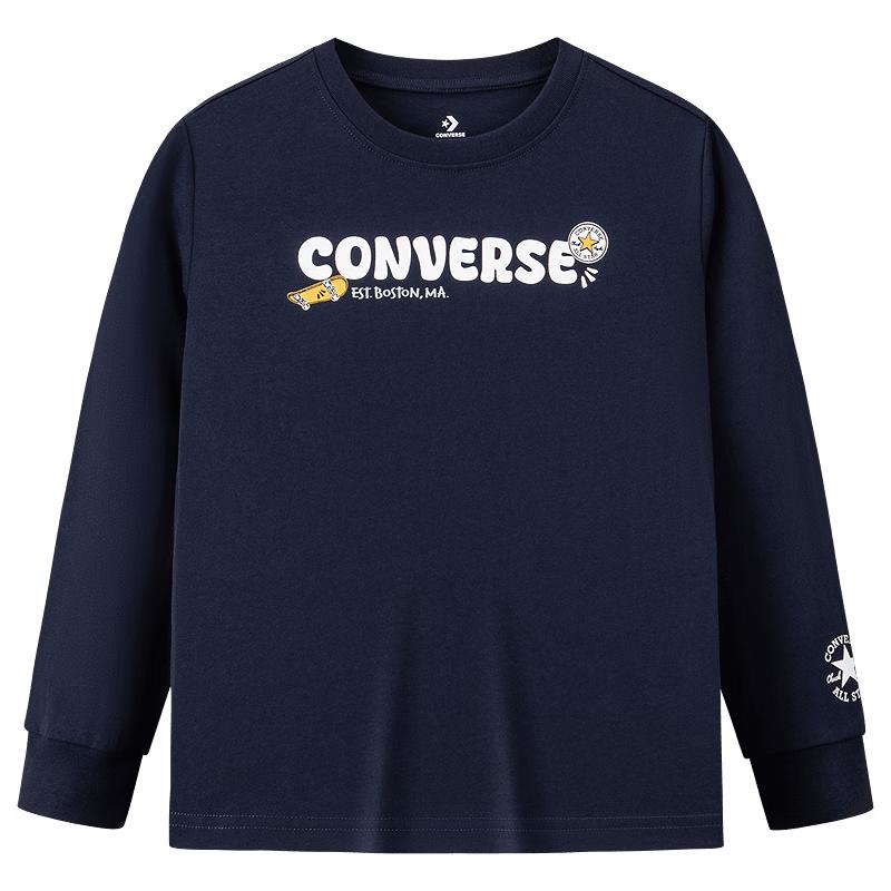 Converse Детская хлопковая футболка с двусторонним принтом, с длинным рукавом