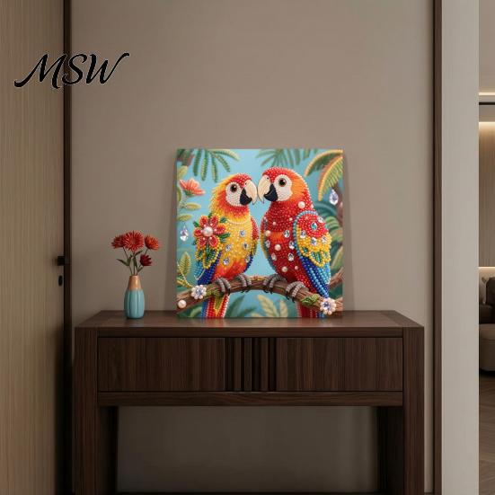 Decorative Gem Painting for Home Luxury Faux Pearl Rhinestone Kit, 25x25cm DIY Resin Art with Animal Kit Floral Patterns, Stress Relief Hobby