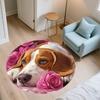 Beagle and flowers pattern round rug,Carpet Rug for Living Room Bedroom  Playroom ,Non-slip Floor Mat,Holiday Gifts and Birthday Gifts.