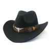 Ethnic Style Vintage Cowboy Wool Felt Hat with Rolled Brim