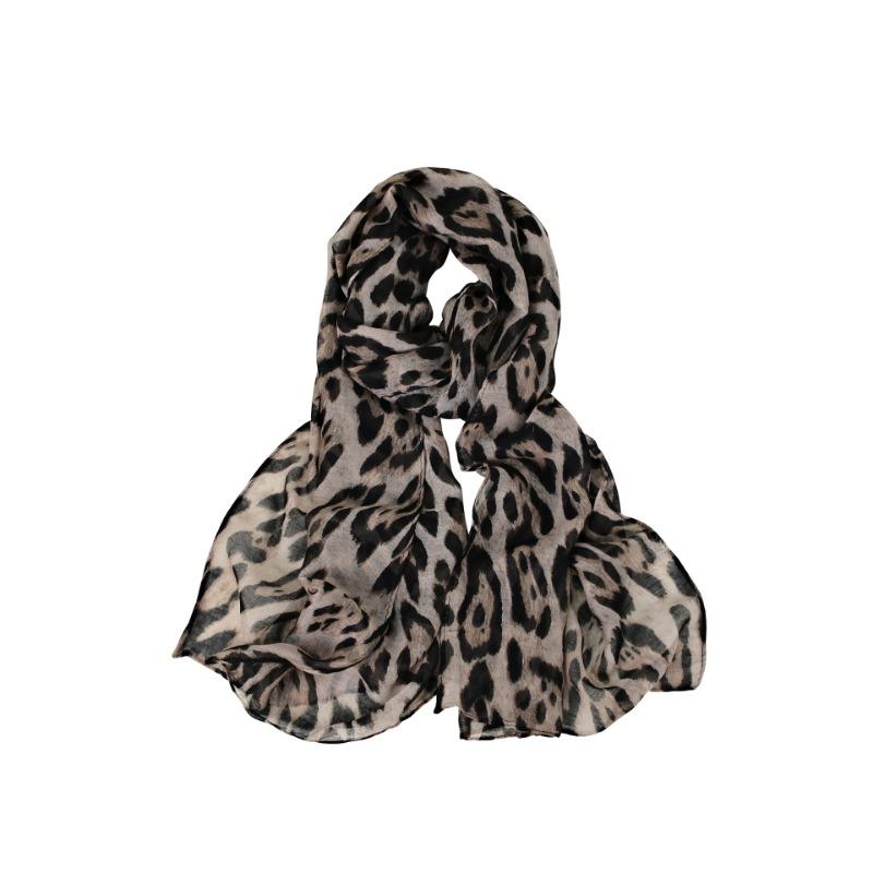 Wind Personality Leopard Print Scarf Cotton and Linen Feel Shawl Thin Autumn and Winter New Fashion Clothing Accessories