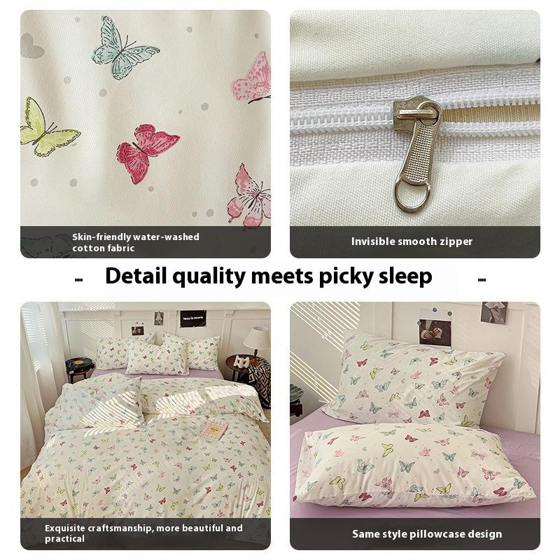 Комплект постельного белья из четырех предметов, приятный к коже, дышащий и удобный, в пасторальном стиле, простыня, пододеяльник, наволочки.