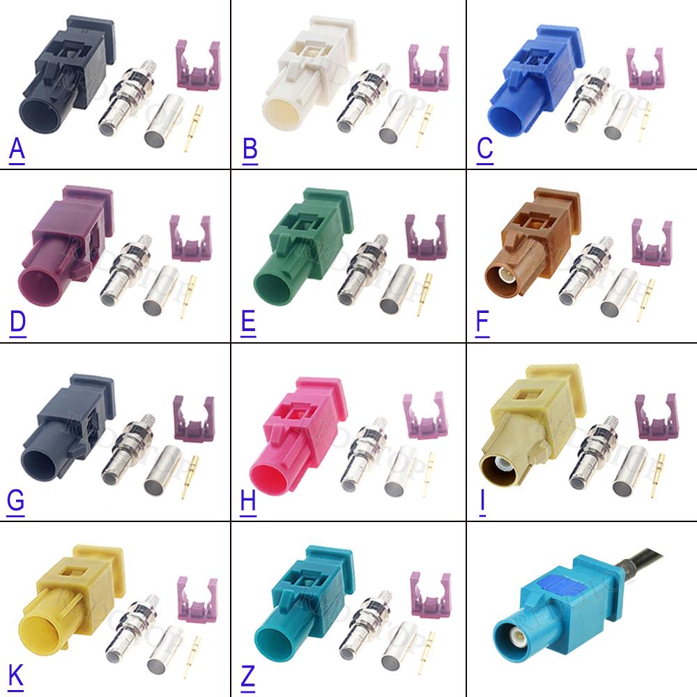Extension Fakra A B C D E G H K Z Male Plug Crimp RF Coaxial Connector for RG316 RG174 Cable Car Radio FM GPS Antenna Adapter