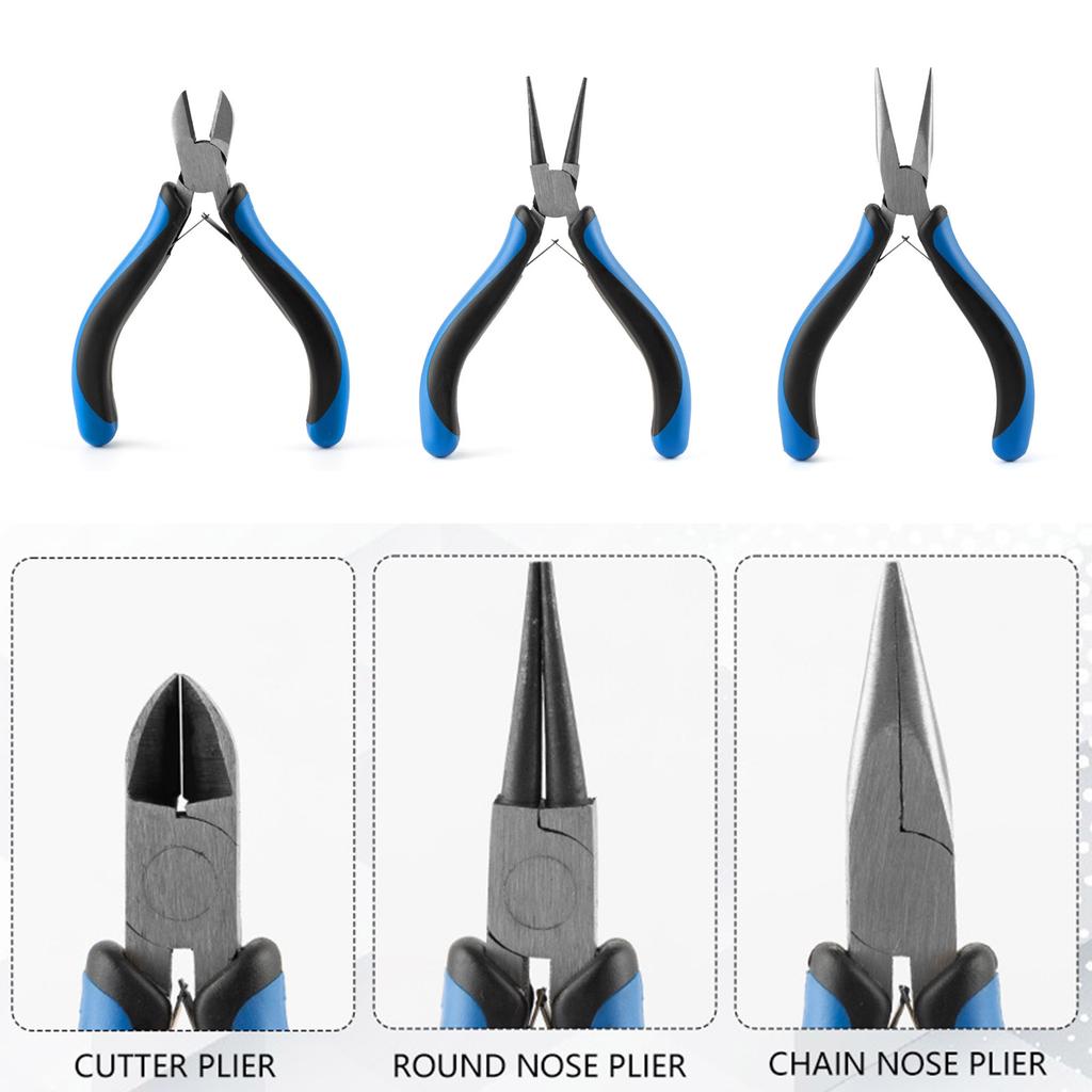 Set of 3 Jewelry Pliers Essential Crafting Tool Cutting Pliers Round Nose Pliers Suitable for Necklace Bracelet Making