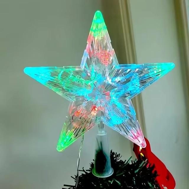Christmas Tree Ornaments Top Stars LED Light Lamp Christmas Decorations For Home Xmas Trees New Year 2024 Navidad Natal Noel
