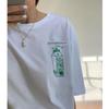 Niche American Vintage Ins Simple Illustration Style Cotton Loose Short Sleeve T-shirt Women