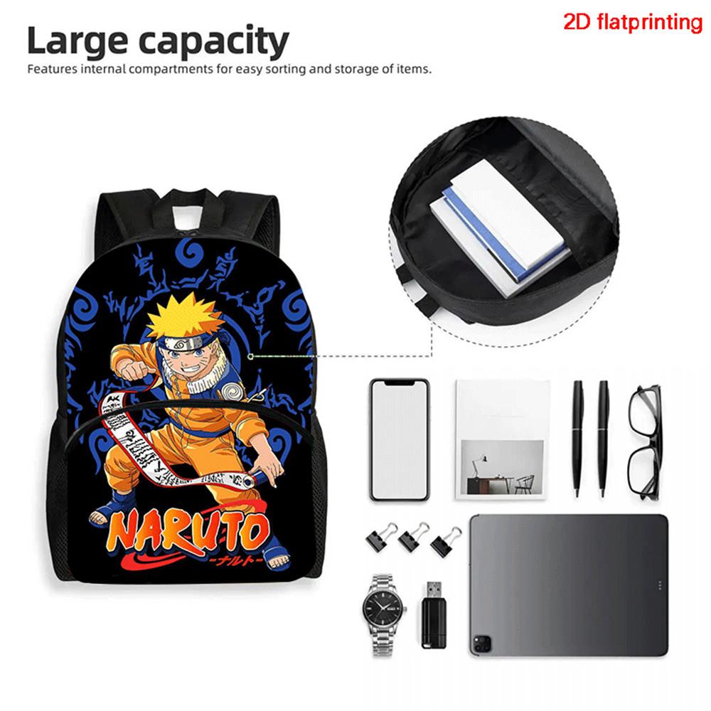 Набор из 2 шт. Рюкзак NARUTO для детей с передним карманом и пеналом, Легкий, Прочный, Для школы и повседневного использования, Для мальчиков и девочек возрастом 6-12 лет.