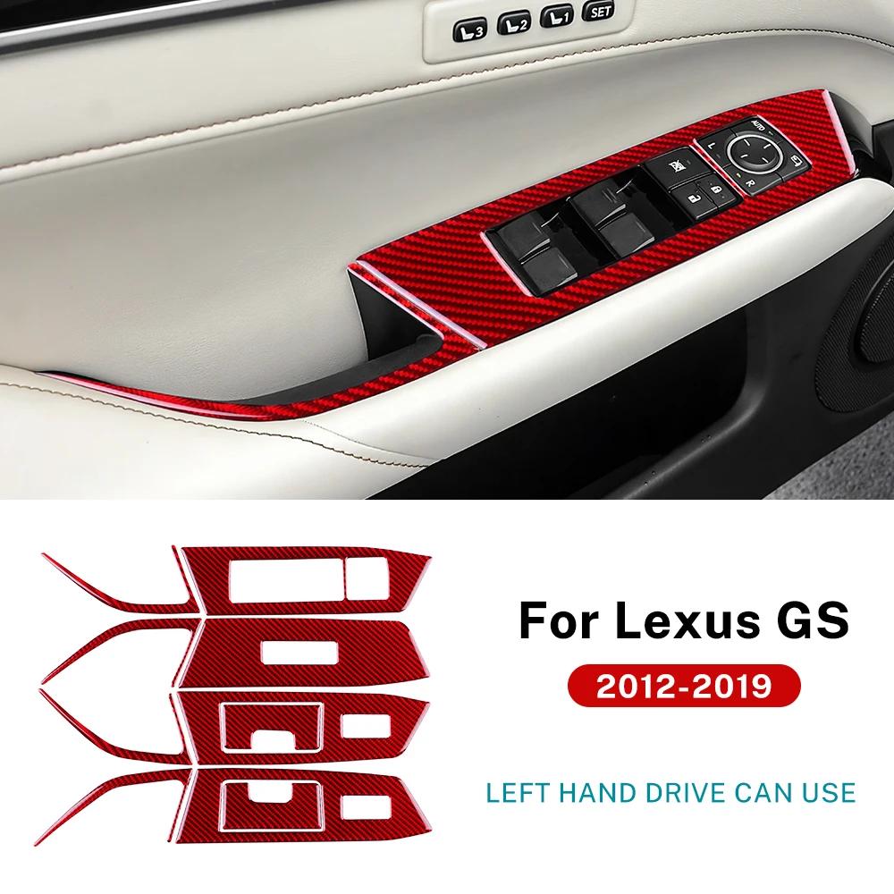Real Soft Carbon Fiber Sticker For Lexus GS 2012 2013 2014 2015 2016 2017 2018 LHD RHD Car Window Lift Button Panel Trim